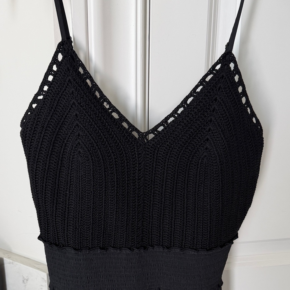Ramy Brook Black Crochet Knit Dress